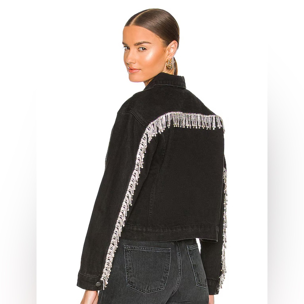 SUPERDOWN RHINESTONE FRINGE DENIM JACKET TAGS ON